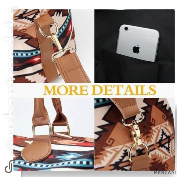 Weekender Bag Duffle Bag Large Travel Tote Bag Overnight Atzec Western Print - Picture 4 of 6